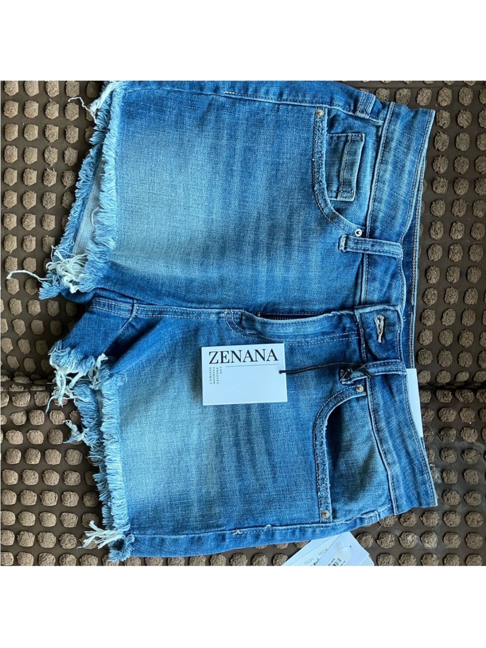 Zenana Outfitters Light Blue Frayed Hem Denim Shorts